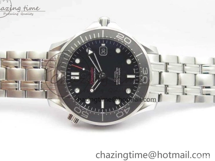 0823 Flexible Seamaster 300M SS OMF 1:1 Best Edition Black Dial Matt Black Ceramic Bezel On SS Bracelet A 8147